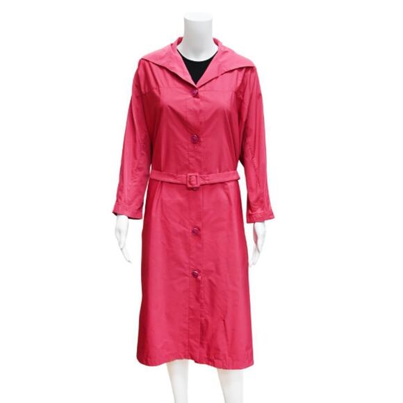 Marni Belted Coat Size Small Hot Pink Long Trench Midi Length